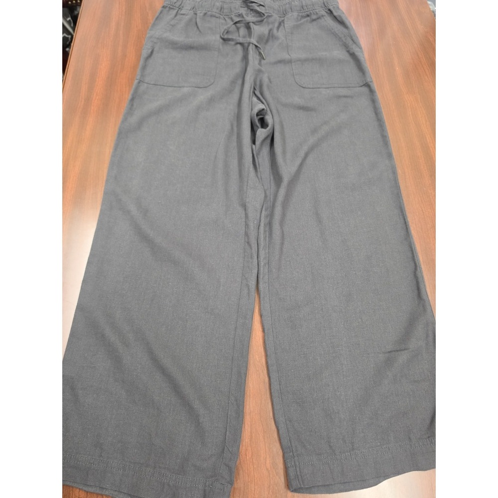 Gap Linen Blend Wide Leg Pants Drawstring Elastic Waist Gray Size Large Coastal
